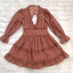 Cistar Peach Babydoll Ruffle Dress (S)